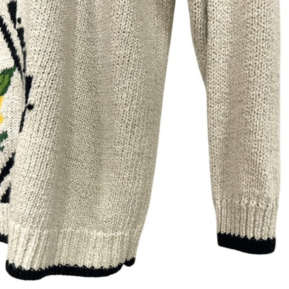 Vintage 90s LIZ WEAR Sweater Medium Multicolor Pullover Floral Linen Blend Knit - Picture 8 of 10